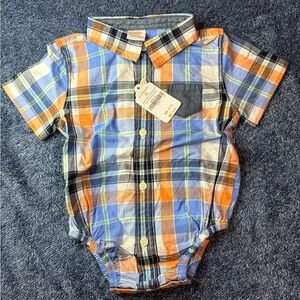 Gymboree Plaid Shirt - Blue, Orange, White